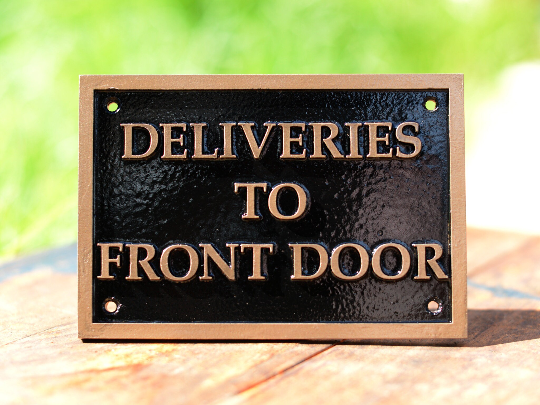 DELIVERIES to FRONT DOOR Sign. Wall Plaque. Cast Bronze Resin. Etsy UK