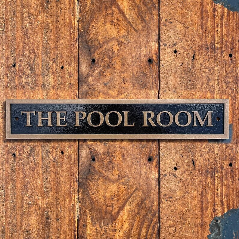 Pool Engine Room Sign THE POOL ROOM Wall Plaque or Door Sign. Funny, Old Style, Cast Bronze ...