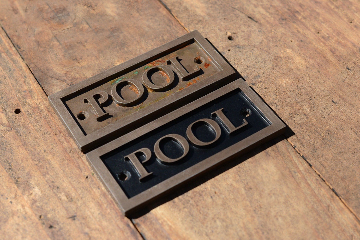 POOL Sign. Small Pool Gate Sign for Fence, Wall or Door. Black or ...
