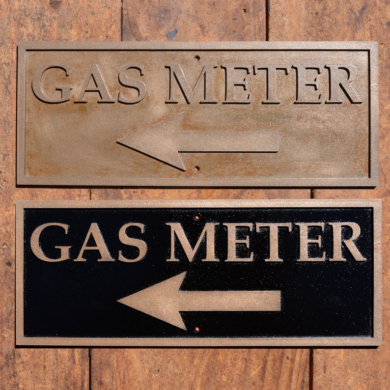 Sign For Meter GAS METER Sign. With Left Pointing Arrow. New Bronze Resin Plaque for ...