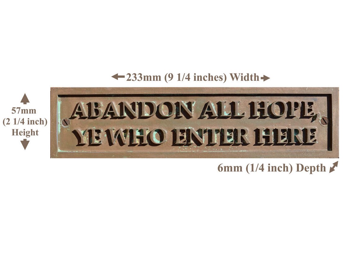 Abandon All Hope Ye Who Enter Here Funny Door Sign Old Etsy