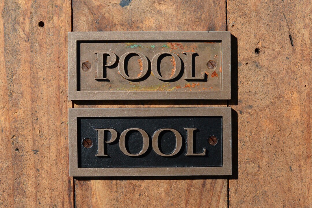 POOL Sign. Small Pool Gate Sign for Fence, Wall or Door. Black or ...