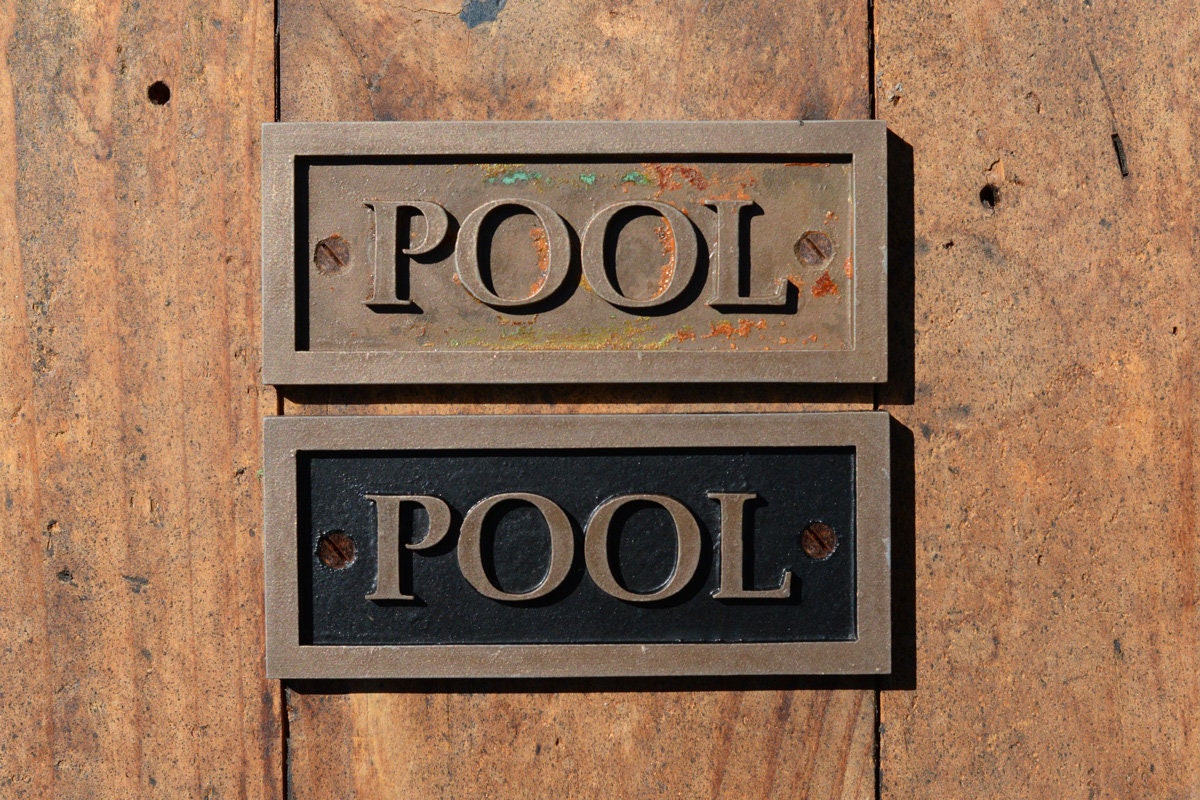 POOL Sign. Small Pool Gate Sign for Fence Wall or Door. Black Etsy