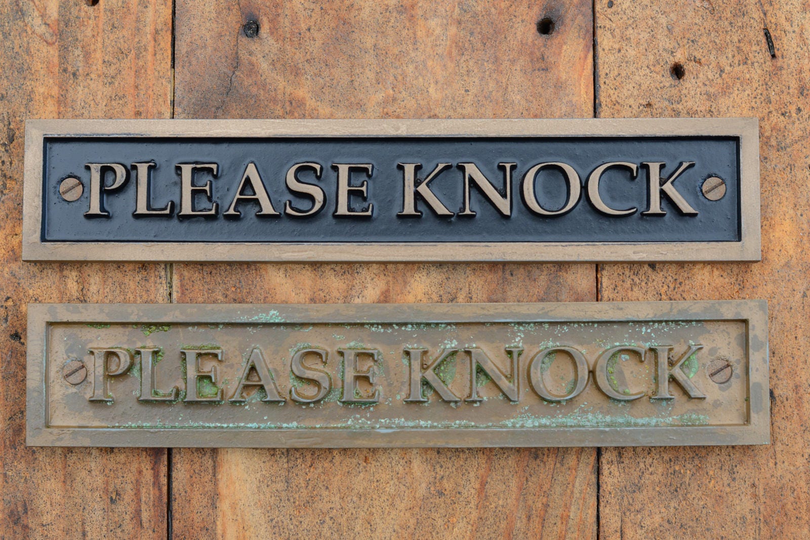 Please Knock Door Sign Front Door Sign Bronze Old Style Vintage Victorian Western Cast Bronze Resin Plaque House Wall Or Gate Sign