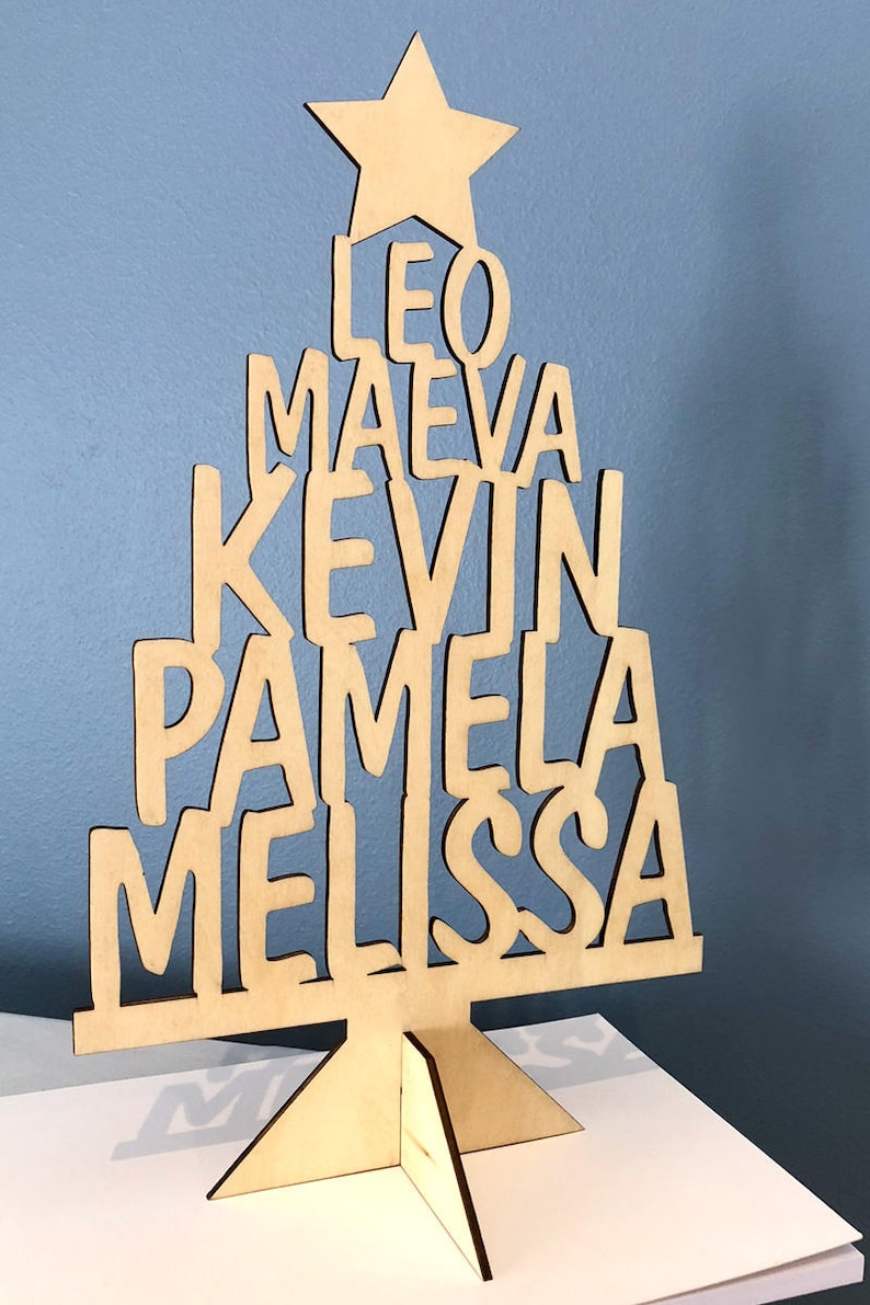 Christmas Tree Personalised with Family Names. laser Cut  Etsy