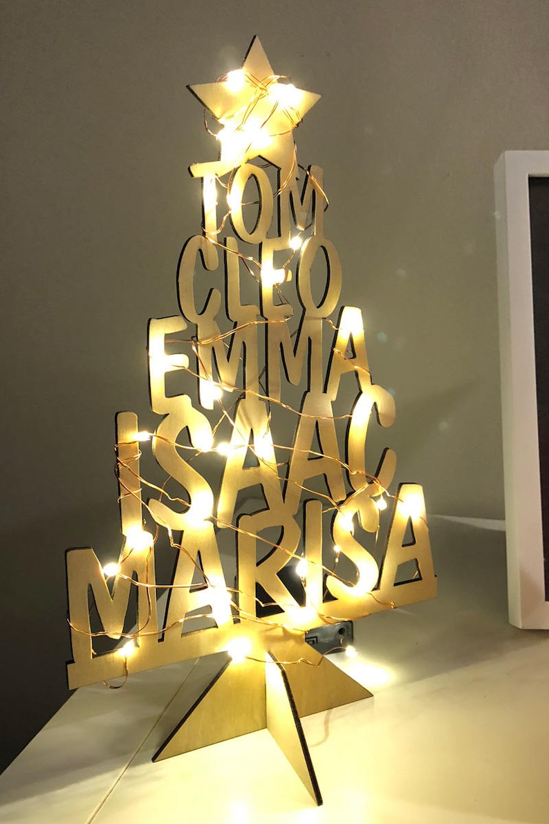 Christmas Tree Personalised with Family Names. laser Cut Etsy