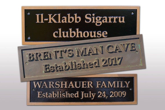 Custom Plaque. Custom Name Door Sign, Bespoke Personalized Bar Sign. Funny Custom Worded Garage Sign. Indoor, Outdoor Cold Cast Bronze Resin
