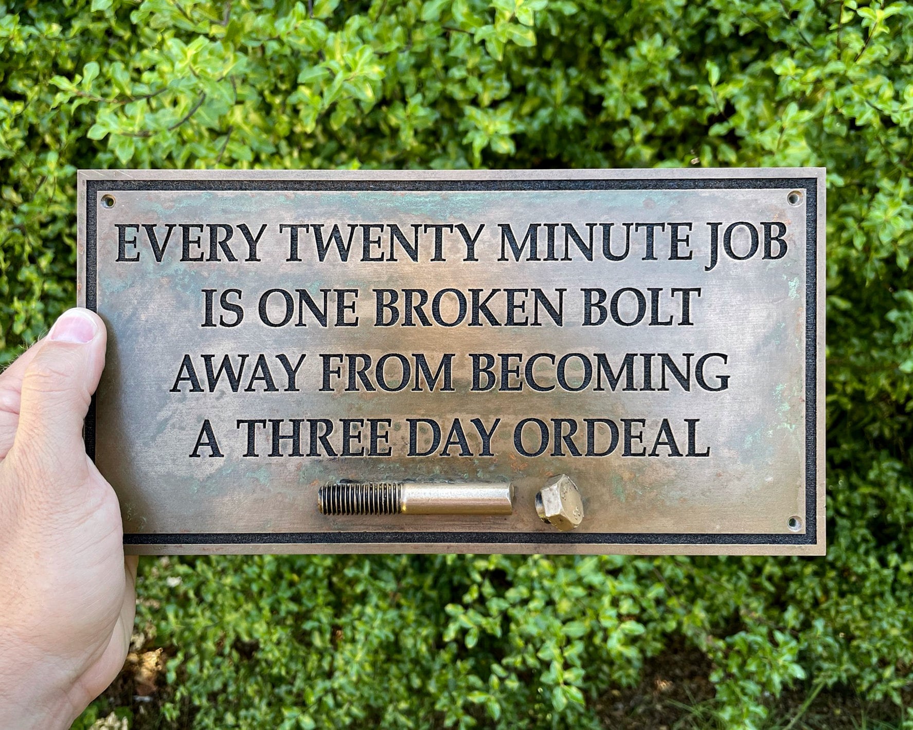 Every Twenty Minute Job is One Broken Bolt Away From Becoming | Etsy