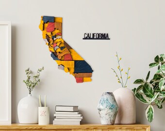 3D Wooden State Map: Colorful Wall Art, Handmade Birch Plywood