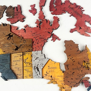 Wooden Canada Map, 3D Canada Map,  3D Wood Canada Map, Detailed Canada Map for Wall, 3D Canada wall art, Office/Home Decor Canada Map