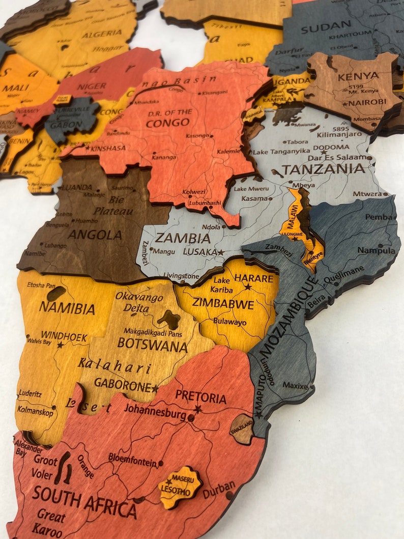 detailed and high quality wooden africa map