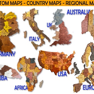 Custom Maps, Regional Map, Country Map, Personalized Map, Wooden Maps,