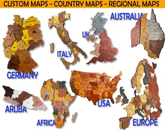 Custom Wooden Maps: Personalized Regional & Country Art