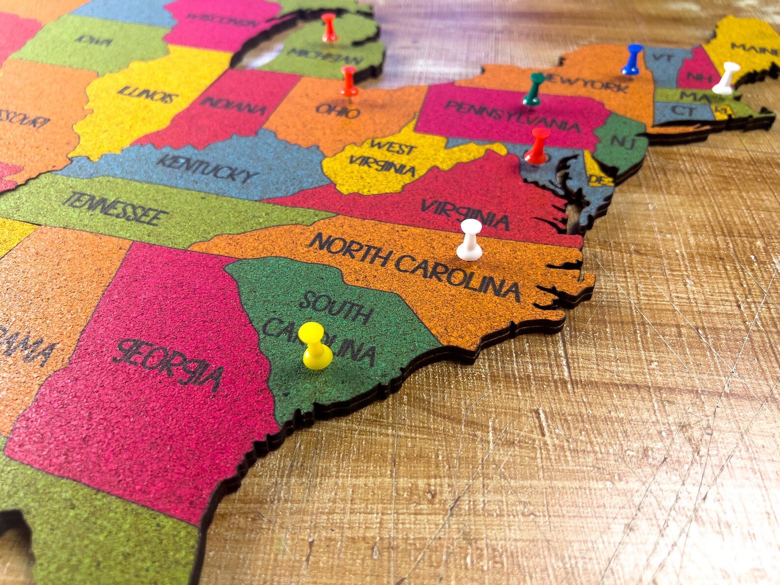 3D Cork US Map Cork Map of USA USA Cork Map Push Pins Wall Etsy
