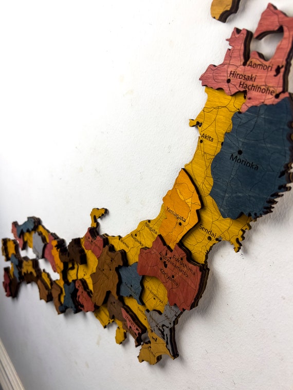 Wooden Japan Map, 3D Japan Map, Wood Japanese Map, Japan Map
