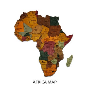 Wooden Africa Map, Home Decor, 3D Wood Africa Map, Detailed Africa Map for Wall, 3D Africa wall art, Office Decor, gift for girlfriend, image 3