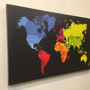 Leinwand Weltkarte - Schwarzer Hintergrund (Mapa del mundo, Weltkarte,