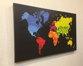 Canvas wereld kaart-zwarte achtergrond (Mapa del Mundo, Weltkarte, карта мира)