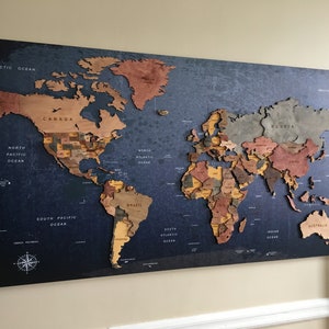 Weltkarte aus Holz mit Hintergrund Große Wandkunst Weltkarte Weltkarte Wanddeko Weltkarte Büro Deko Weltkarte Weltkarte Holz
