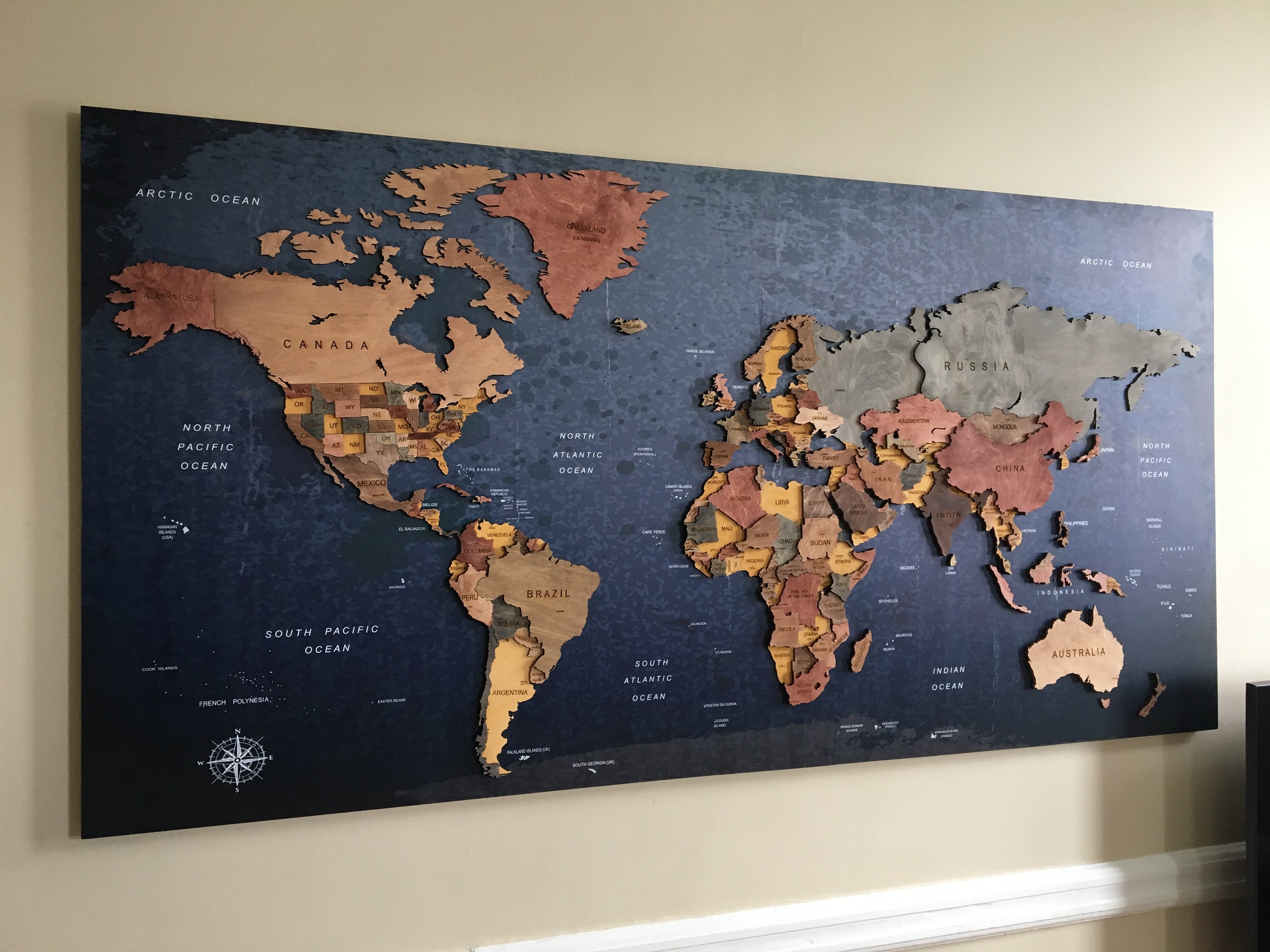 WOODEN.CITY Wooden World Map Wall Decor XXL - Wooden Map of The World for  Wall - Places I've Been Map of the World Wall Art - Wood World Map Wall Art