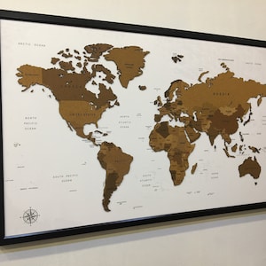 Mapa świata 3D z korka, pinezki, sztuka ścienna, wystrój domu, wystrój biura, prezent dla podróżnika, mapa, prezent na Halloween, mapa świata 3D