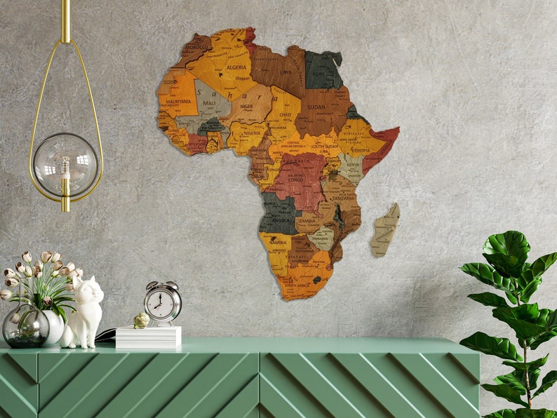 3D wooden africa map, colorful, elegant design africa map