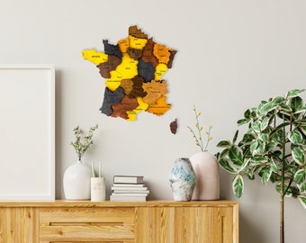 Wooden France Map, 3D France Map, Wood France Map, 3D France Map, France Map for Wall, Map of France, France Map