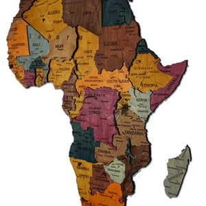 Wooden Africa Map, Home Decor, 3D Wood Africa Map, Detailed Africa Map for Wall, 3D Africa wall art, Office Decor, gift for girlfriend, image 4