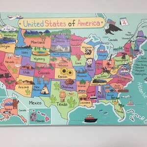 Mapa de Canvas USA, listo para colgar, regalo de inauguración de la casa, Mapa de Canvas