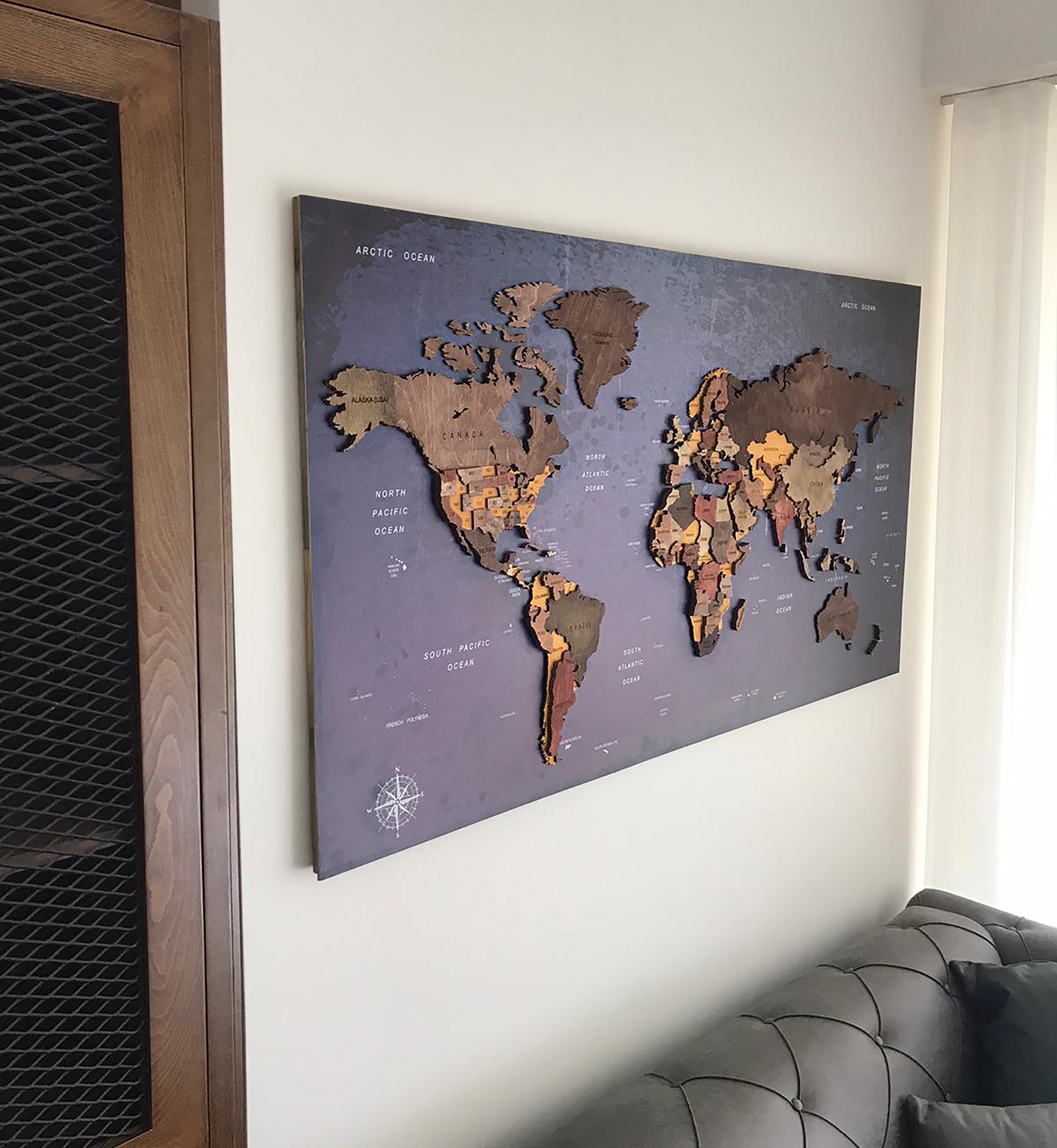 Wood Map Wooden World Map With Background Large Wall Art World Etsy
