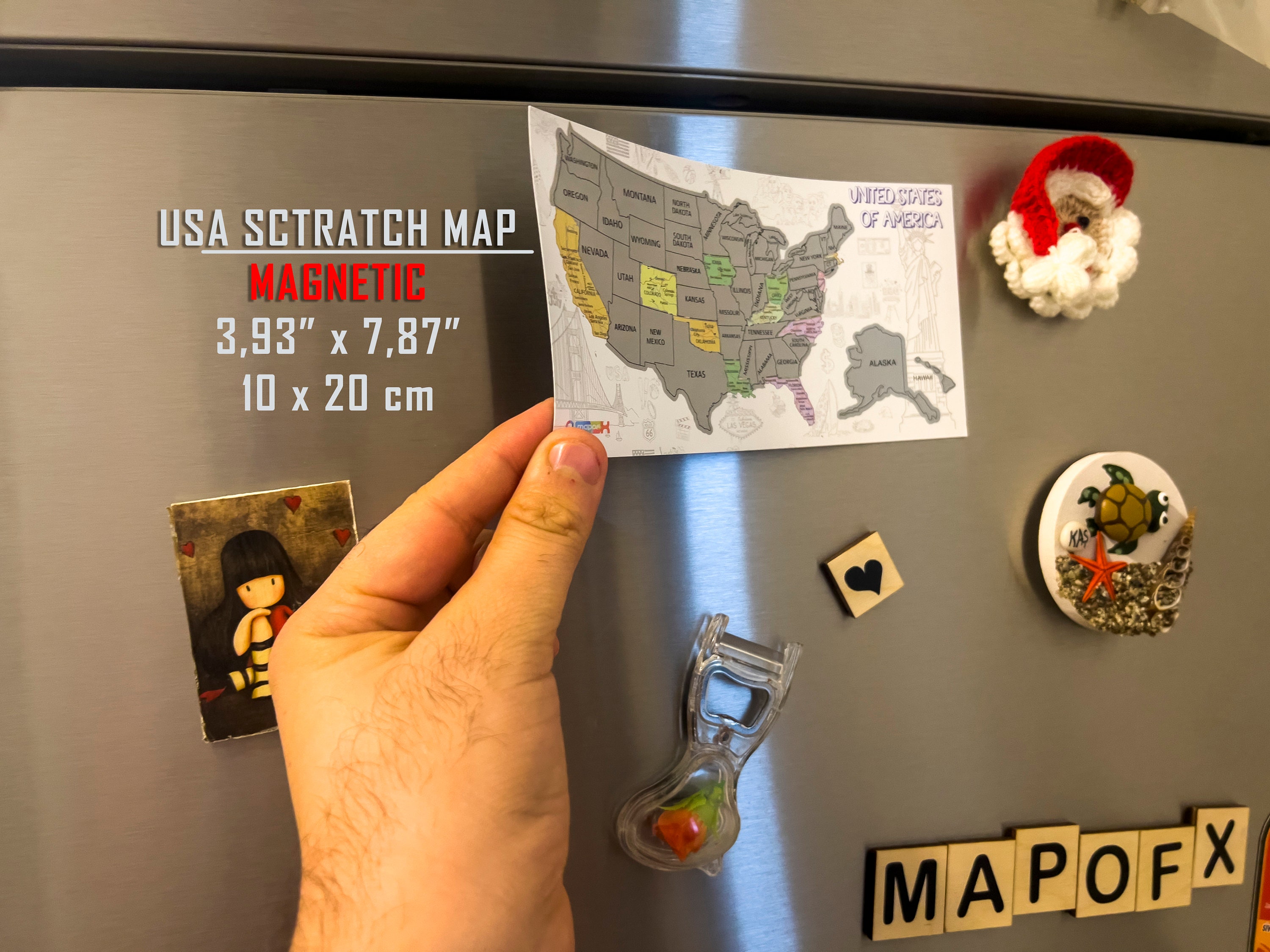 USA Scratch Off Map - Travel Tracker with Magnetic & Classic Options - Perfect Gift for Travelers - 20x10 cm with case