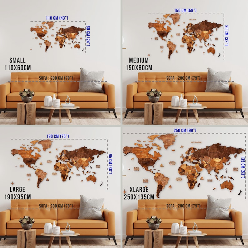 Wooden World Map, 3D World Map, Home Decor, Gift for Boyfriend, Office Wall Art image 5