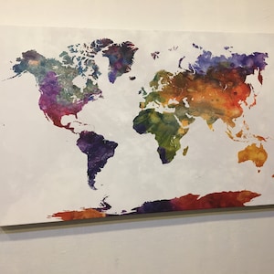 Leinwand Weltkarte - Aquarell Karte