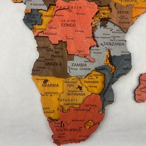 Wooden Africa Map, Home Decor, 3D Wood Africa Map, Detailed Africa Map for Wall, 3D Africa wall art, Office Decor, gift for girlfriend, image 8