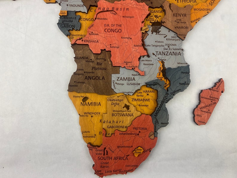 Wooden Africa Map, Home Decor, 3D Wood Africa Map, Detailed Africa Map for Wall, 3D Africa wall art, Office Decor, gift for girlfriend, image 8