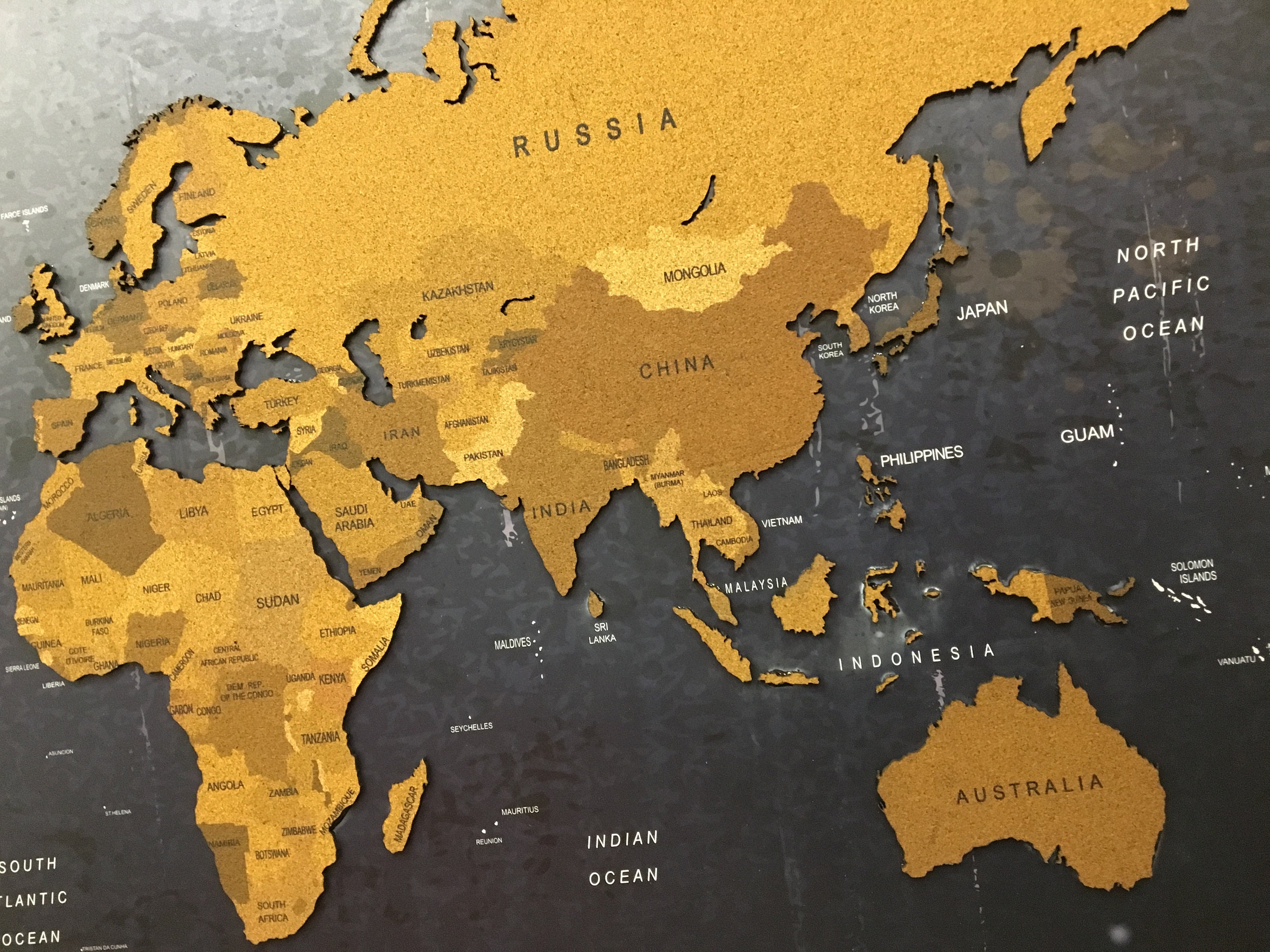 Cork World Map Cork Map of the World Push Pin Wall Art Home Etsy UK