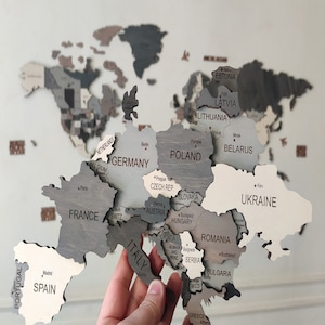 Carte du monde en bois 3D, cadeau 5e anniversaire pour couple, carte du monde en bois, décoration murale de voyage, cadeau voyageur du monde, carte du monde de bureau image 7