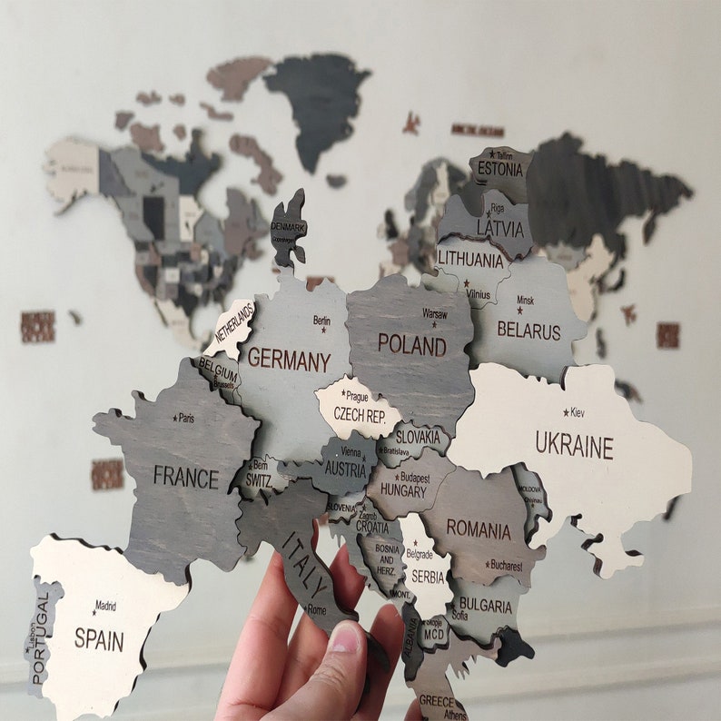 Carte du monde en bois 3D, cadeau 5e anniversaire pour couple, carte du monde en bois, décoration murale de voyage, cadeau voyageur du monde, carte du monde de bureau image 7