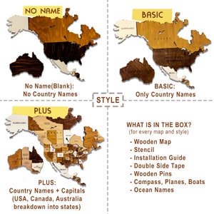 Carte du monde en bois 3D, cadeau 5e anniversaire pour couple, carte du monde en bois, décoration murale de voyage, cadeau voyageur du monde, carte du monde de bureau image 5