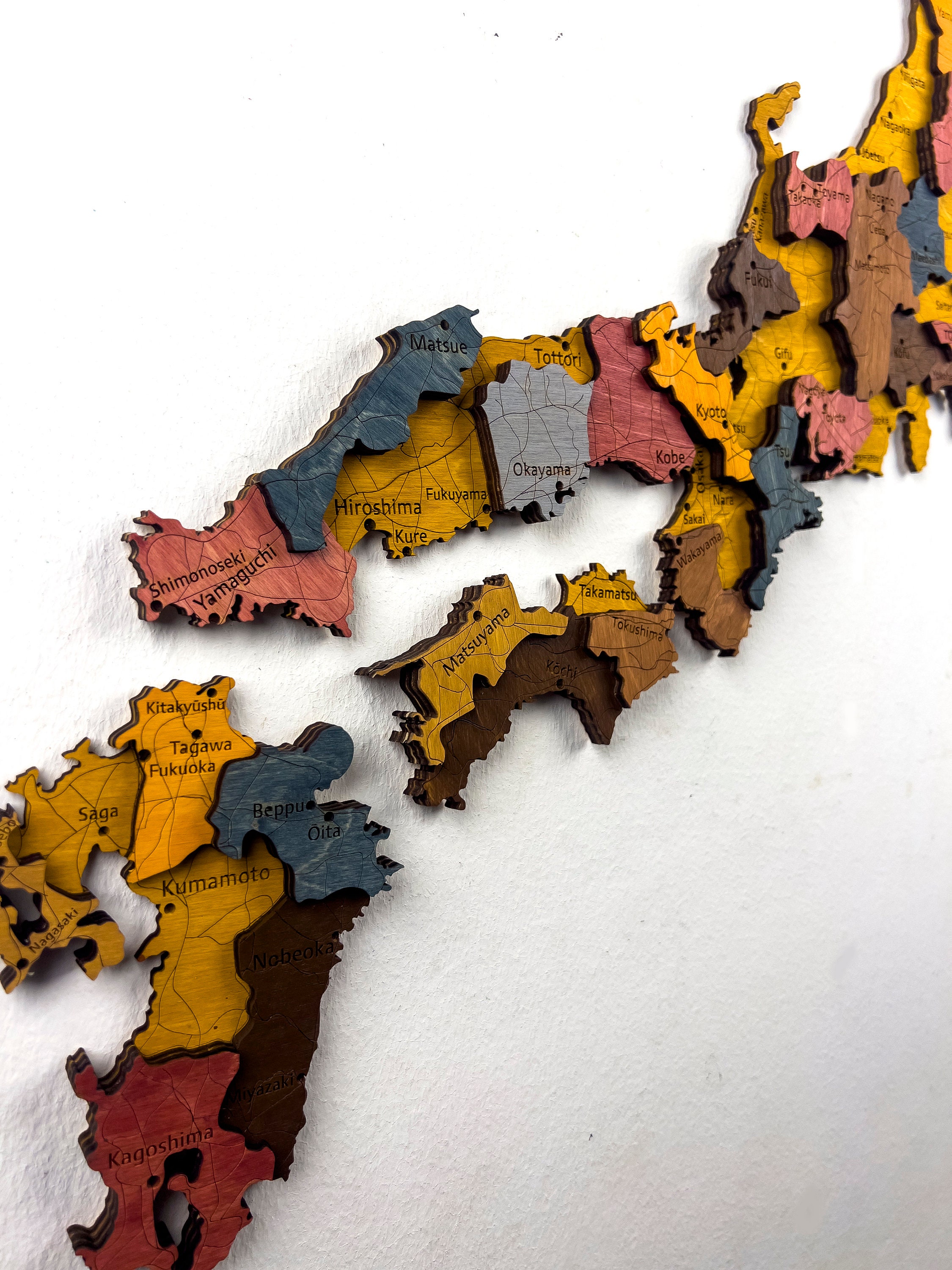 3D Wooden Japan Map: Detailed Japanese States Wall Art - Etsy
