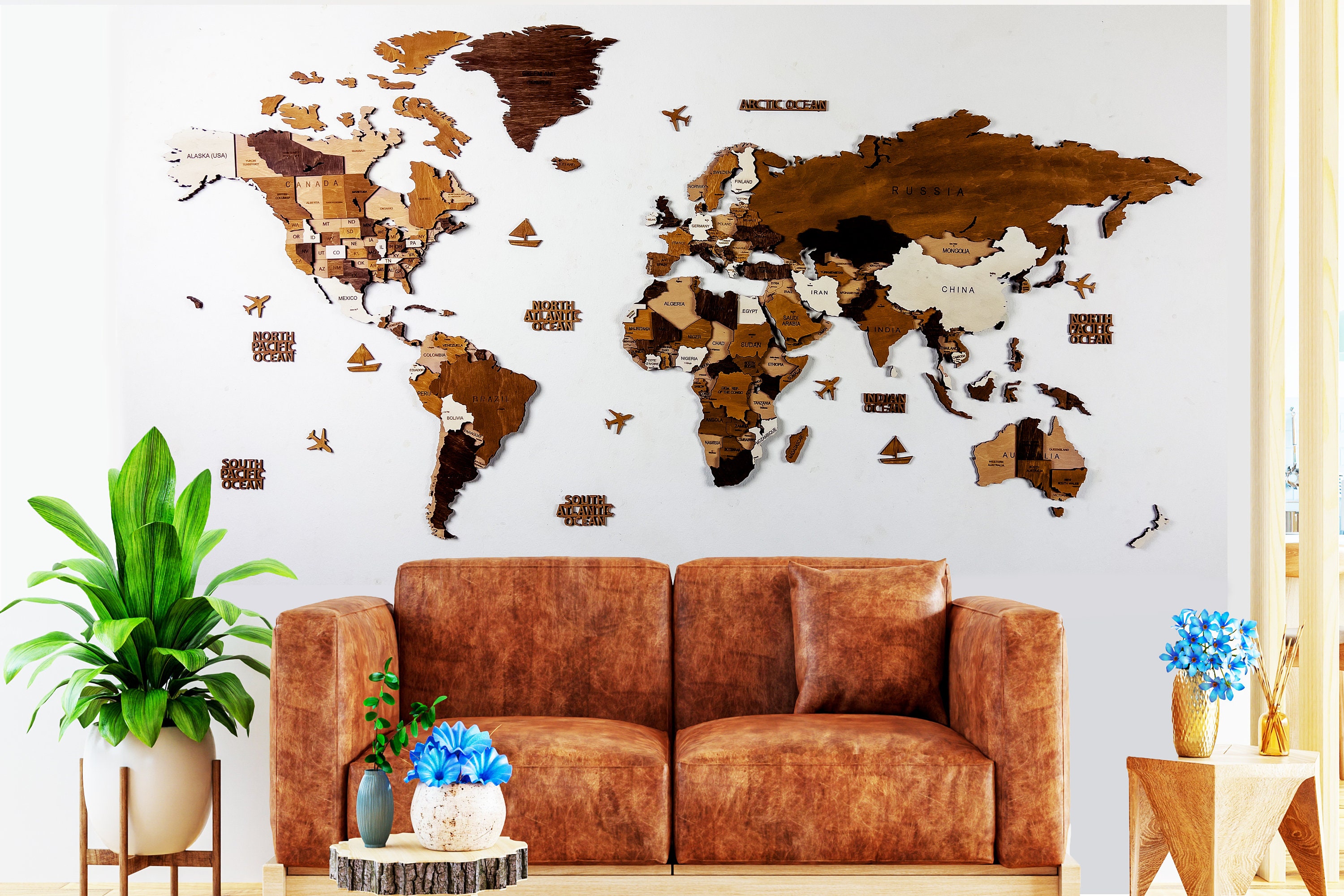 30 SHAPES GLASS PRINTS Picture WALL ART Map World Wood UK 3042 