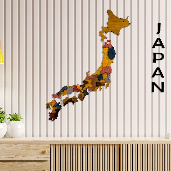 Wooden Japan Map, 3D Japan Map, Wood Japanese Map, Japan Map for Wall, 3D Detailed Japanese States Map, Map of Japan, gift for girlfriend