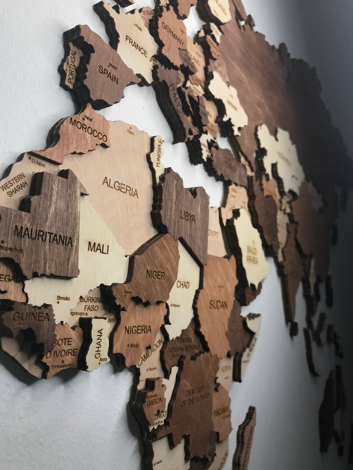 Wooden World Map Wall Art Map