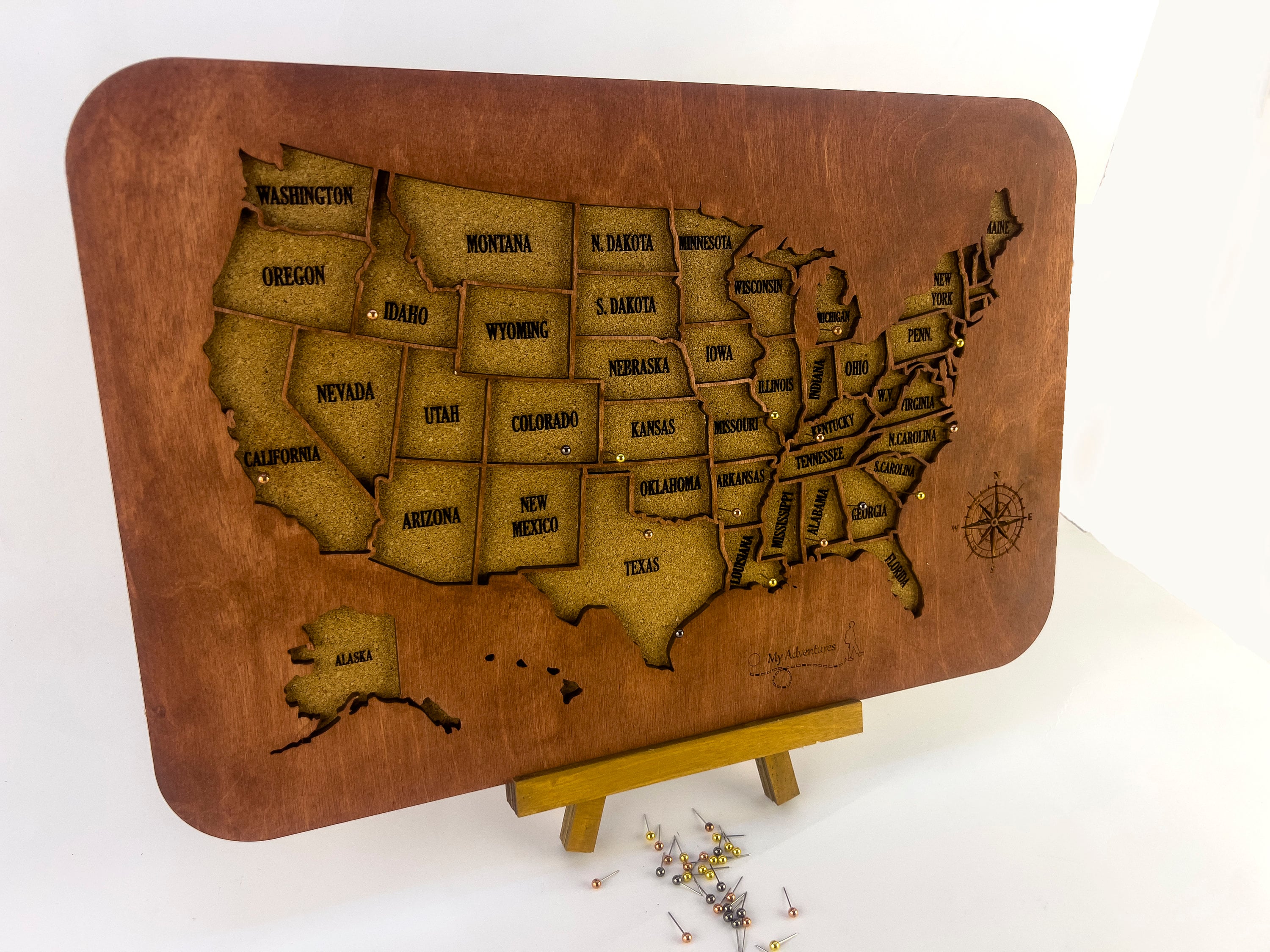 Korkpinnwand USA-Karte – 76,2x50,8 Cm, Mit Reißzwecken, Für Reiseplanung & Klassenzimmer