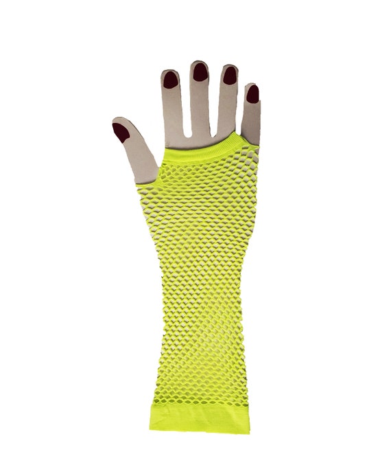 Neon Yellow Fingerless Arm Warmer Gloves Etsy
