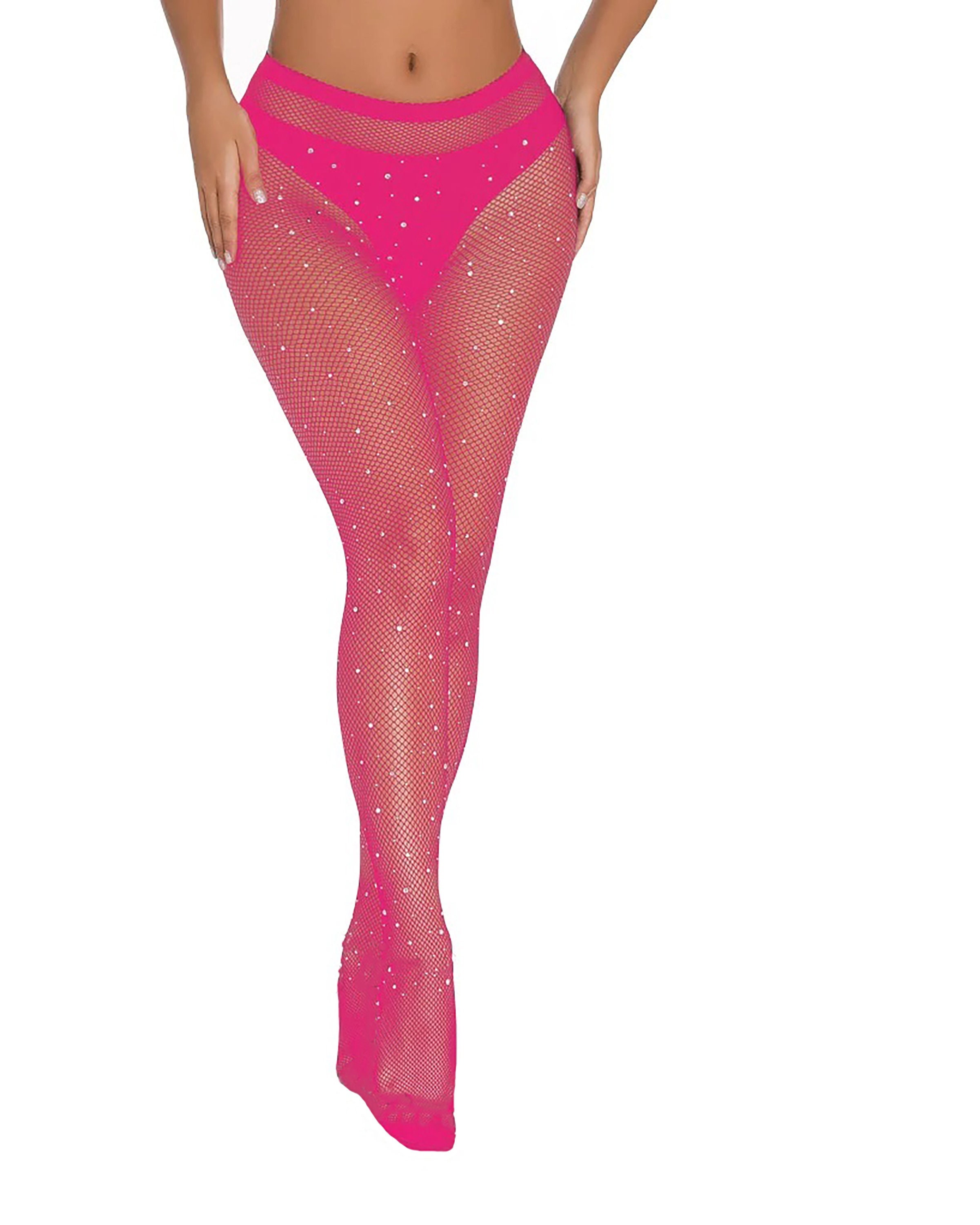 Pink top fishnet leggings