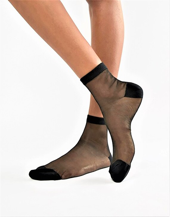 Sheer Black Ankle Socks One Size - Etsy 