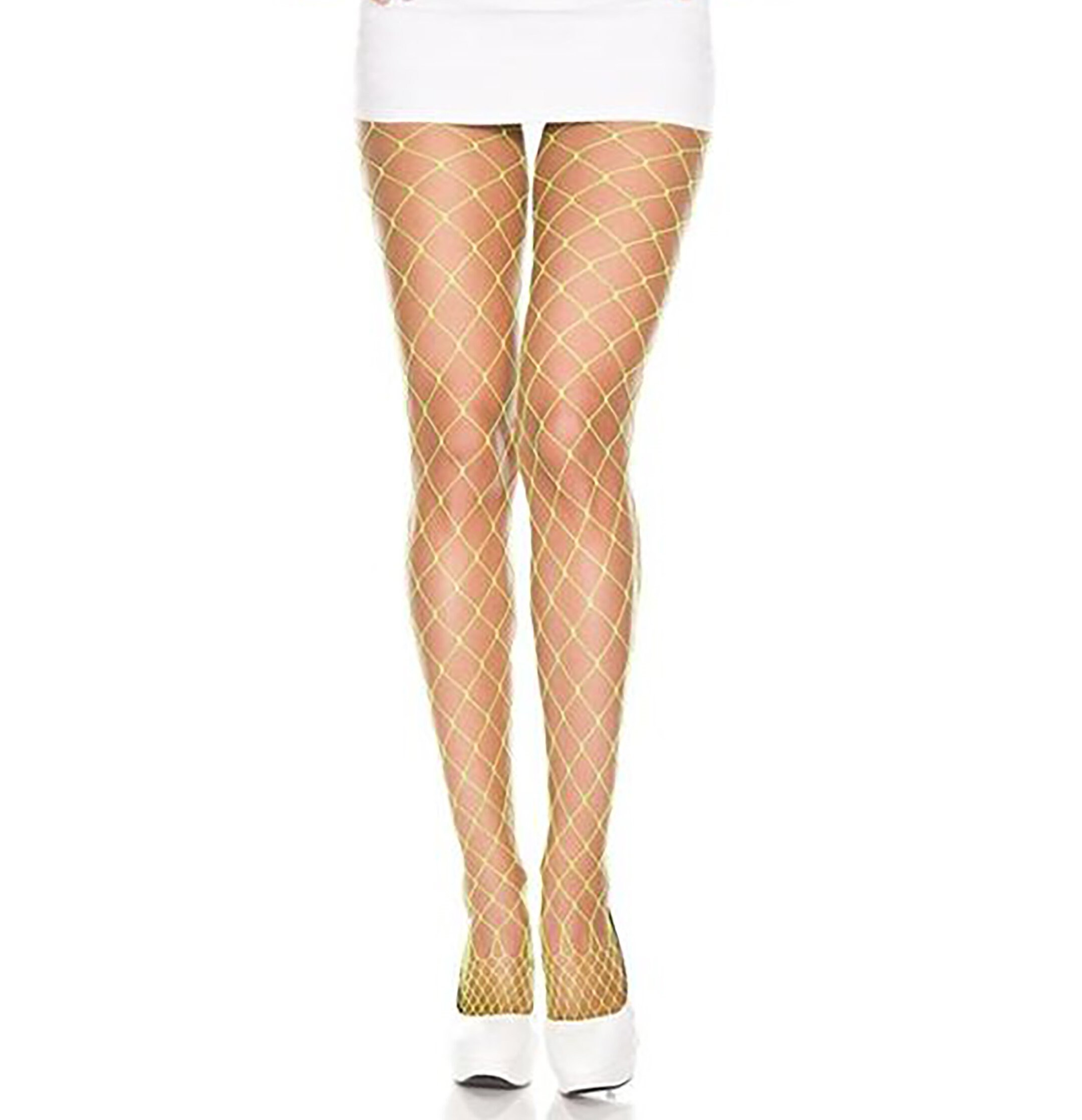 Neon Yellow Seamless Diamond Fishnet 