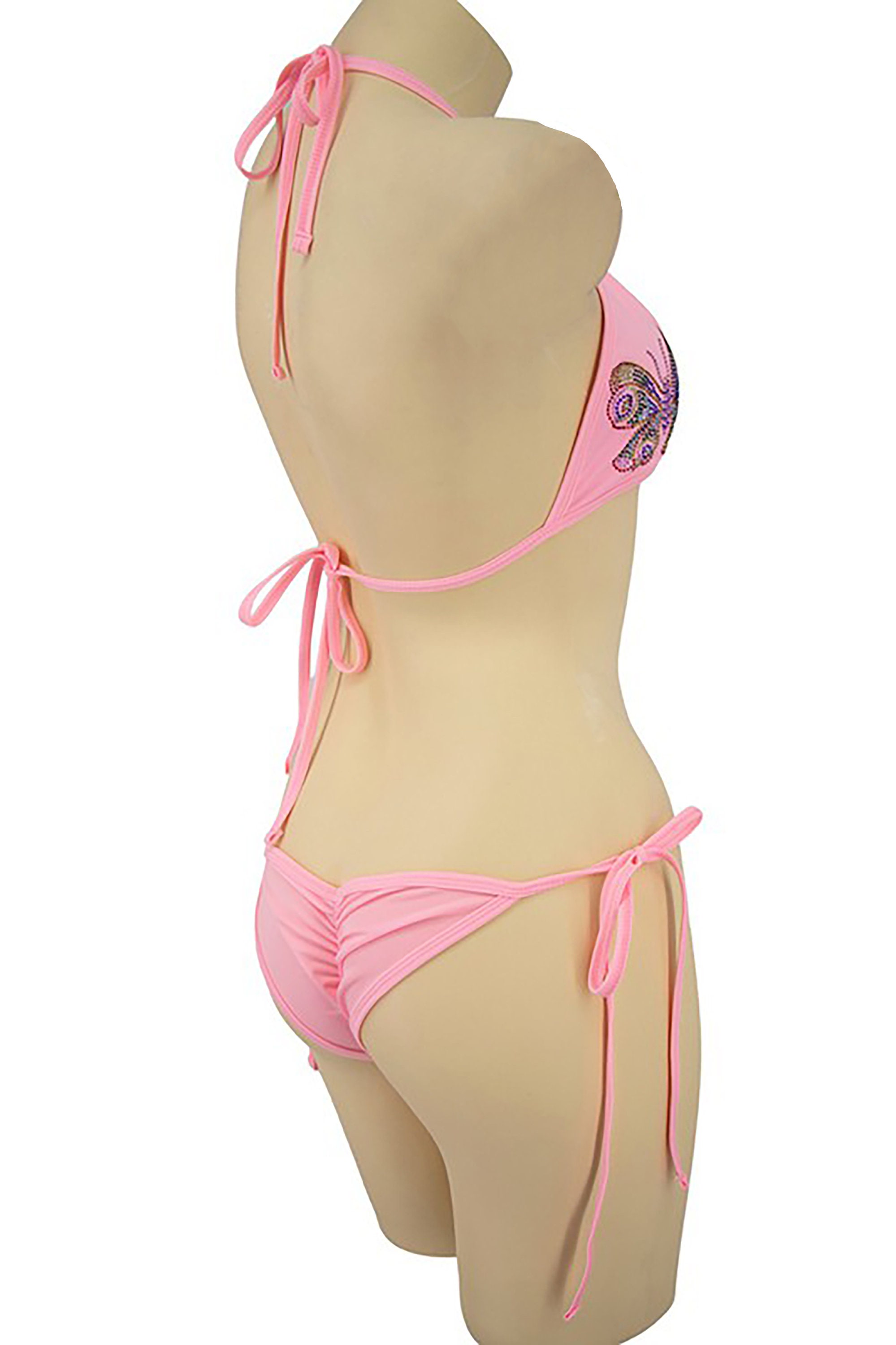 High Neck Halter Bikini Top and Full Coverage Bottom in