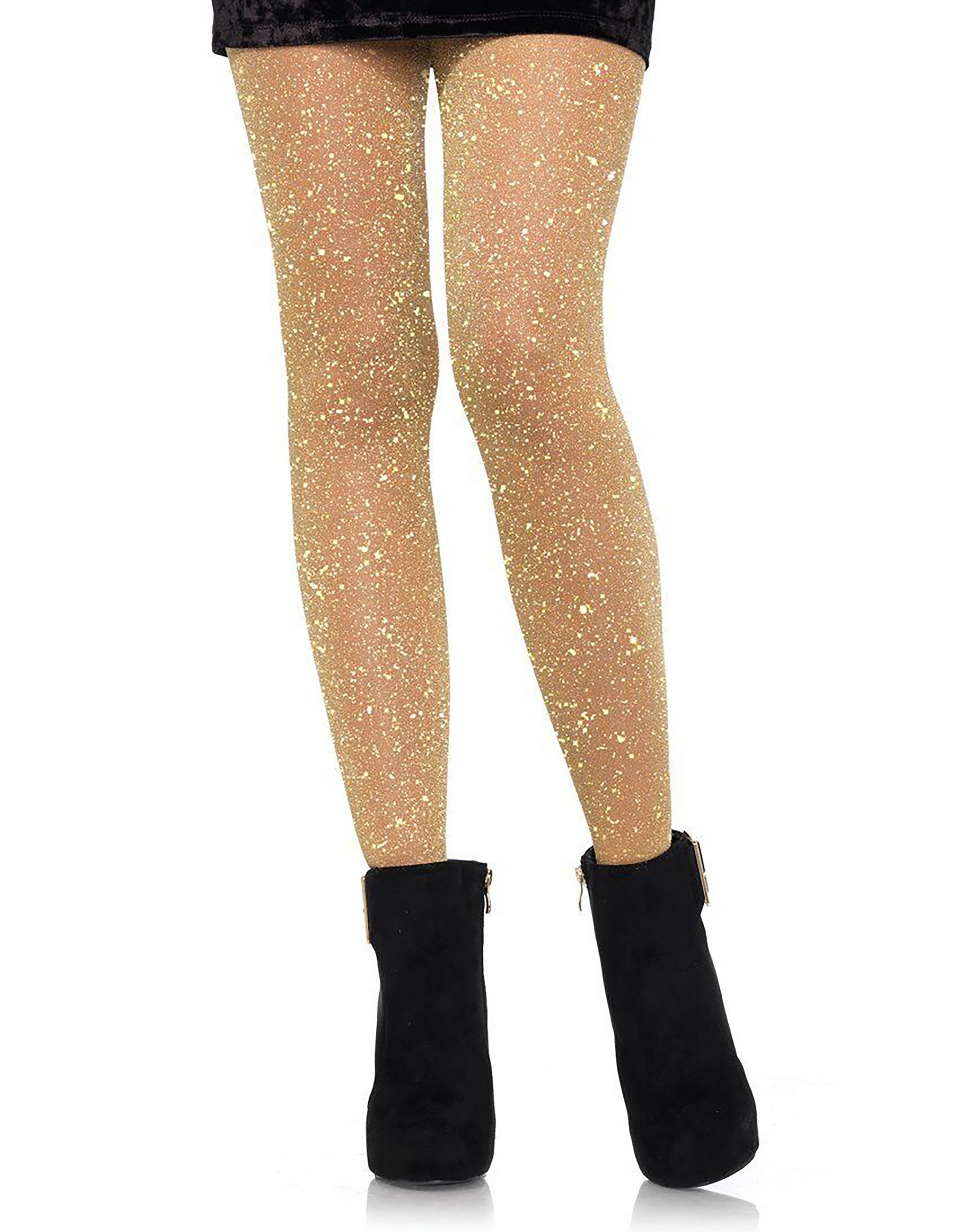 Gold Lurex Shimmer Pantyhose Tights One Size